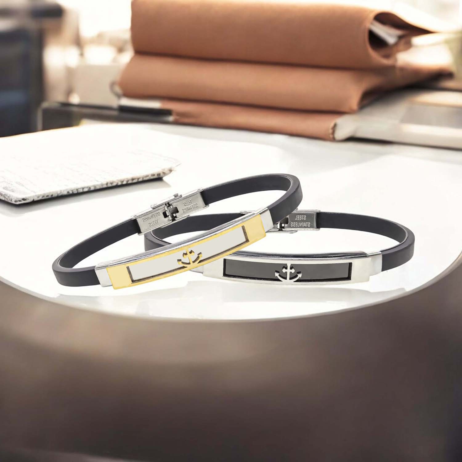 
             Ranel Takı Çapa Desenli Çelik Bileklik 3810SCB002 
        