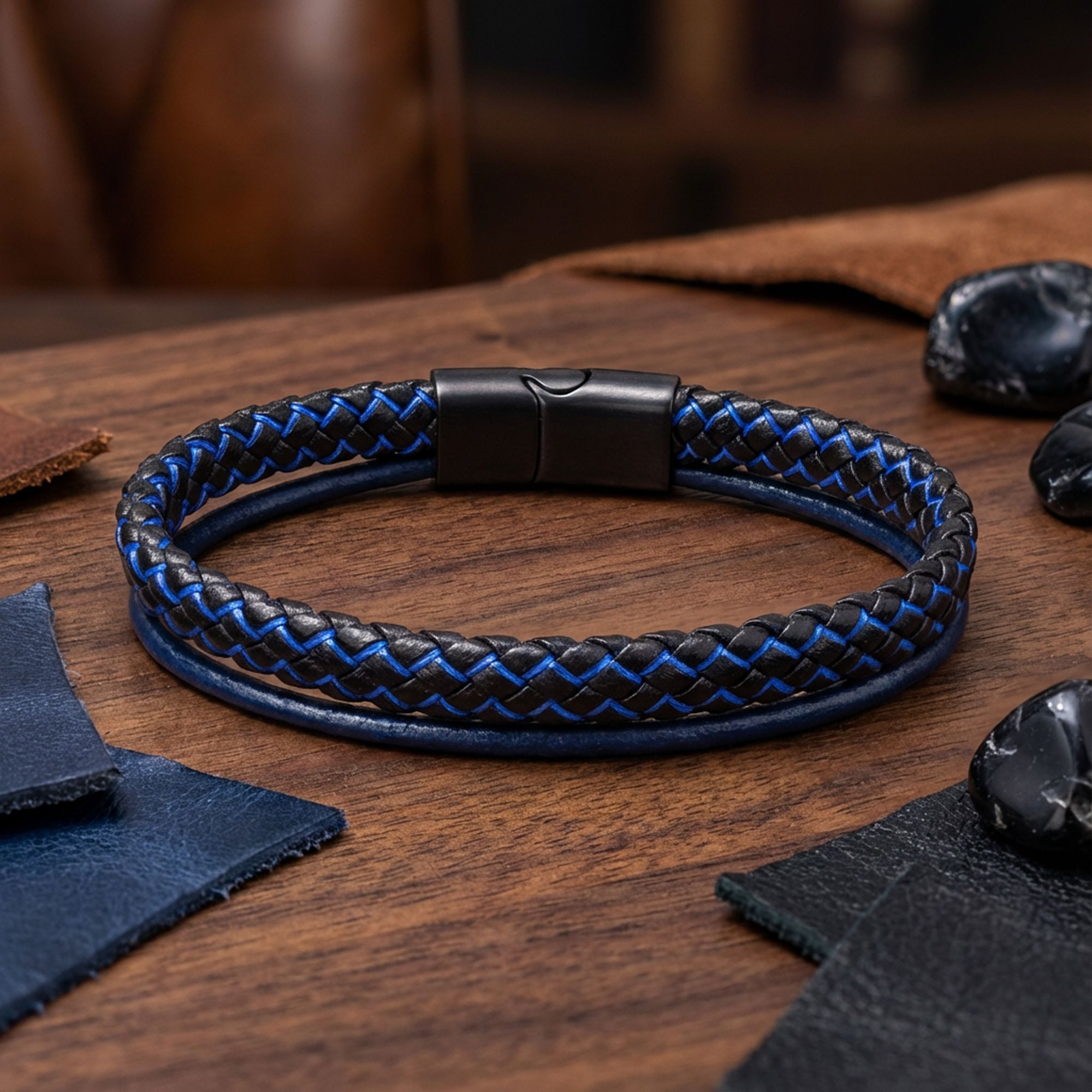 
             Ranel Takı Mavi Renk Çoklu Deri Bileklik 38103B5D2 
        