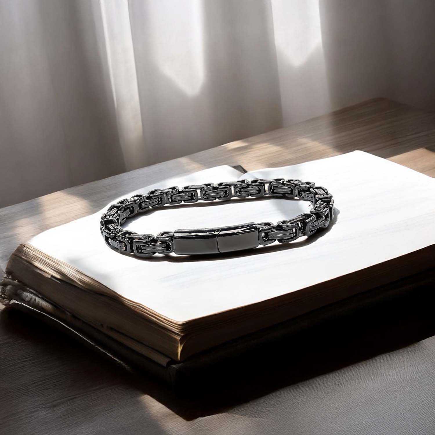 
             Ranel Takı Kilit Mekanizmalı Siyah Kral Zincir Bileklik 6Mm 3810CZB1D93 
        