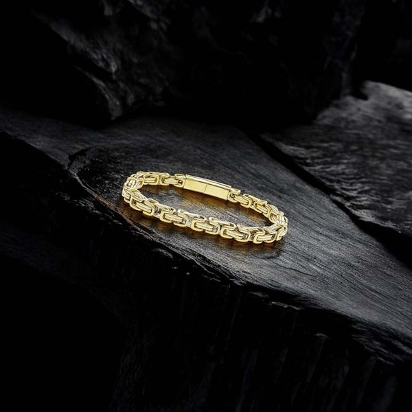 
             Ranel Takı Kilit Mekanizmalı Sarı Kral Zincir Bileklik 6Mm 3810CZB1D34 
        