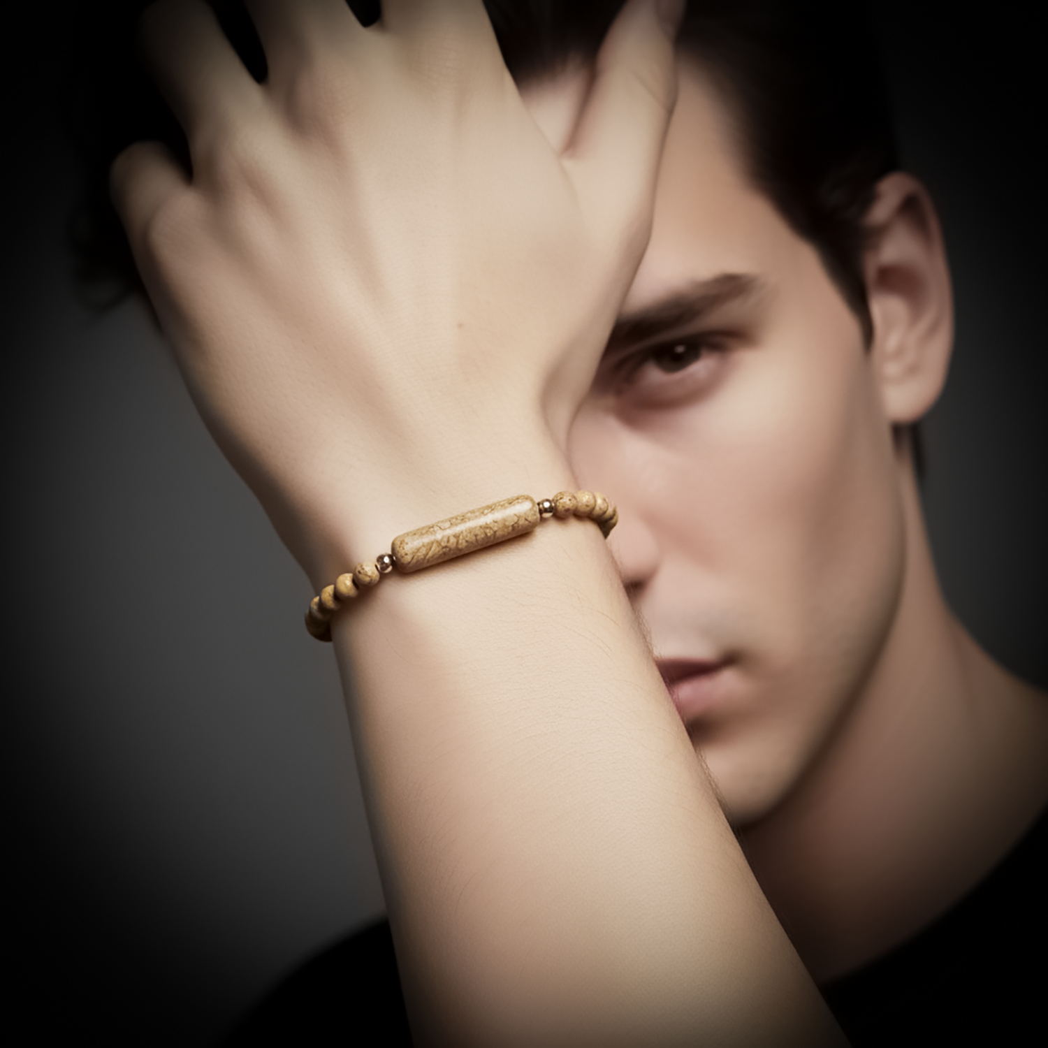 
             Ranel Takı Odun Jasper Doğaltaş Çelik Halat Ve Çelik Klipsli Bileklik 38102B19D3 
        