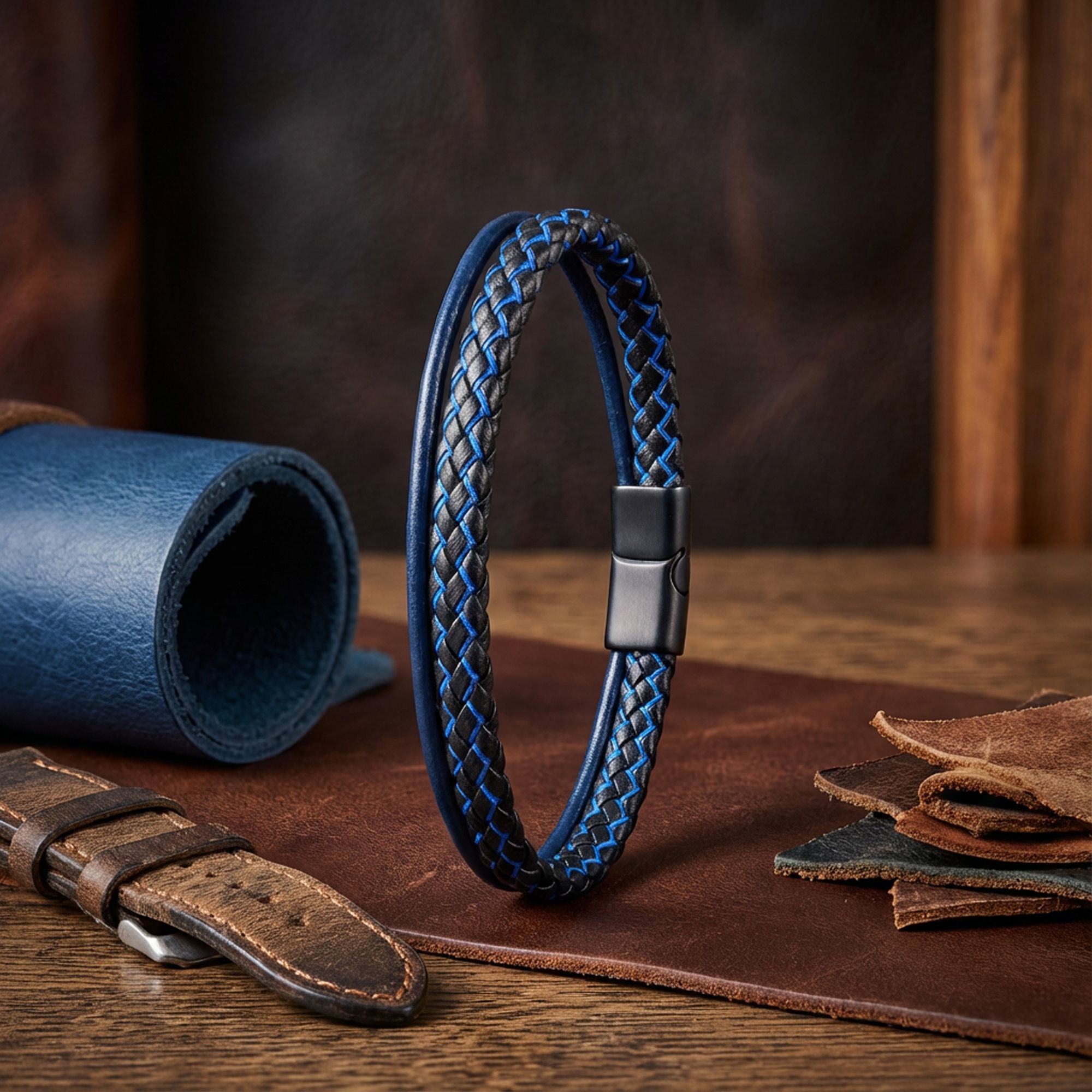 
             Ranel Takı Mavi Renk Çoklu Deri Bileklik 38103B5D2 
        