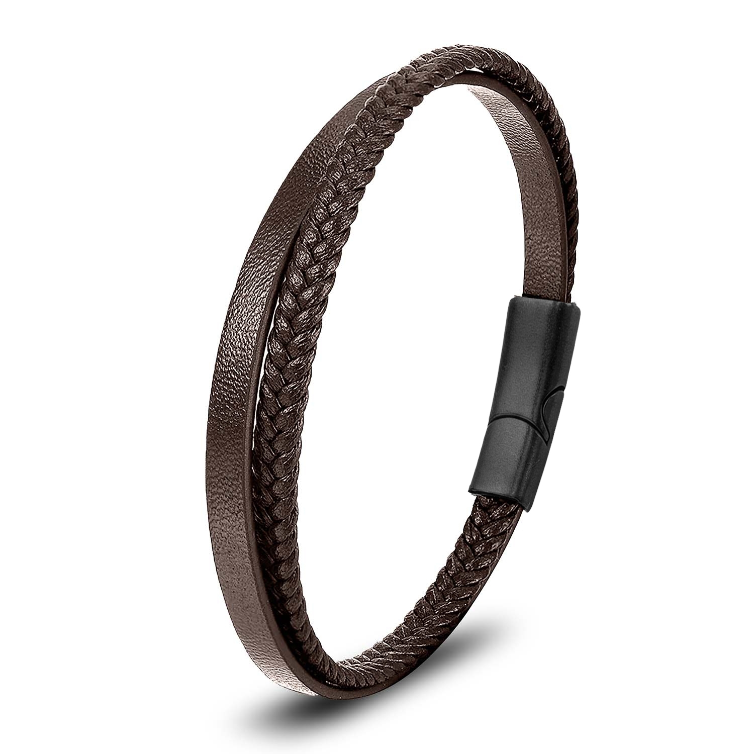 
             Ranel Takı Kahverengi Deri Ve Saç Örgü İkili Çoklu Çelik Bileklik 38103B12D2 
        