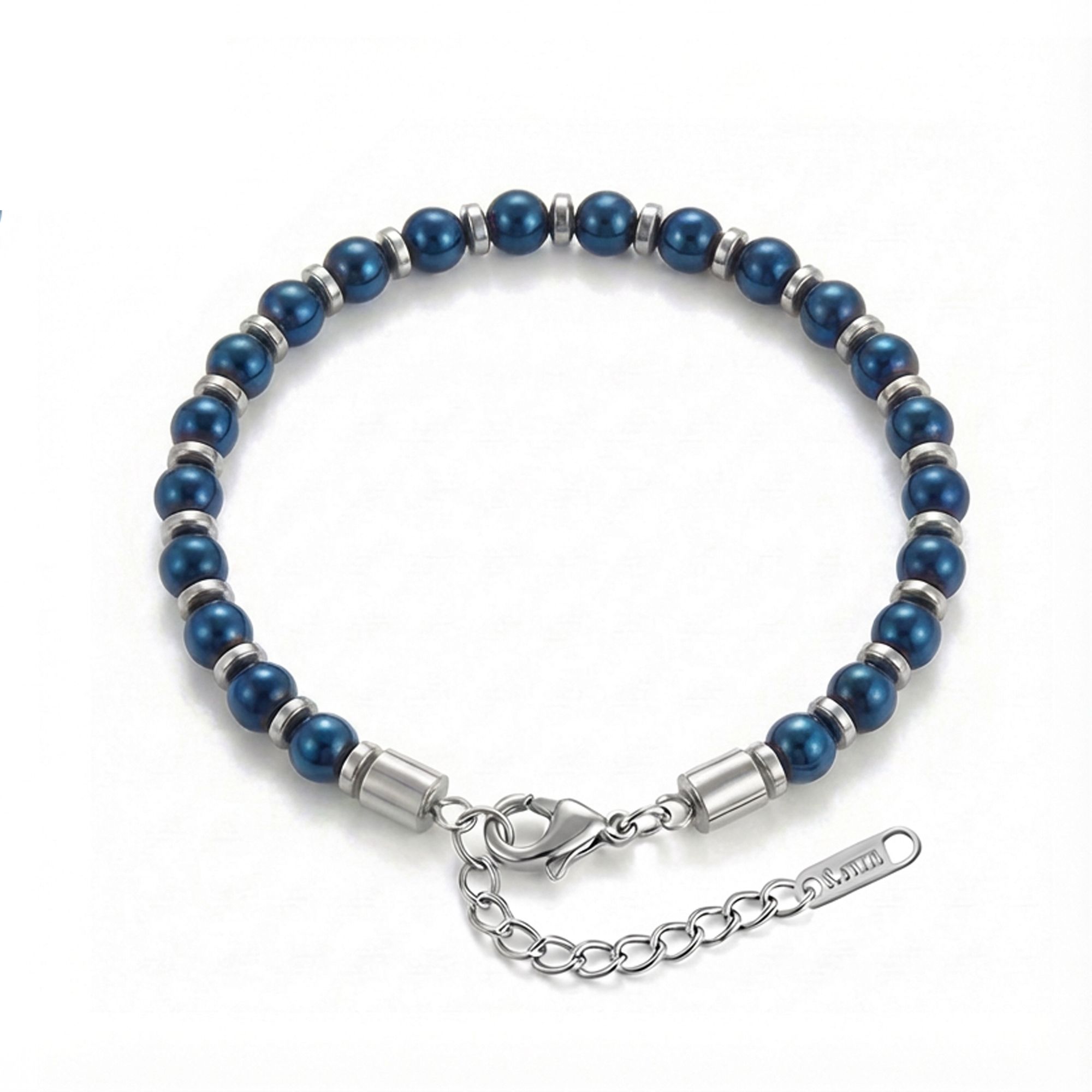 
             Ranel Takı Mavi Küre Hematit Doğal Taşlı Ayaranabilir Çelik Zincir Bileklik 38102B10D4 
        