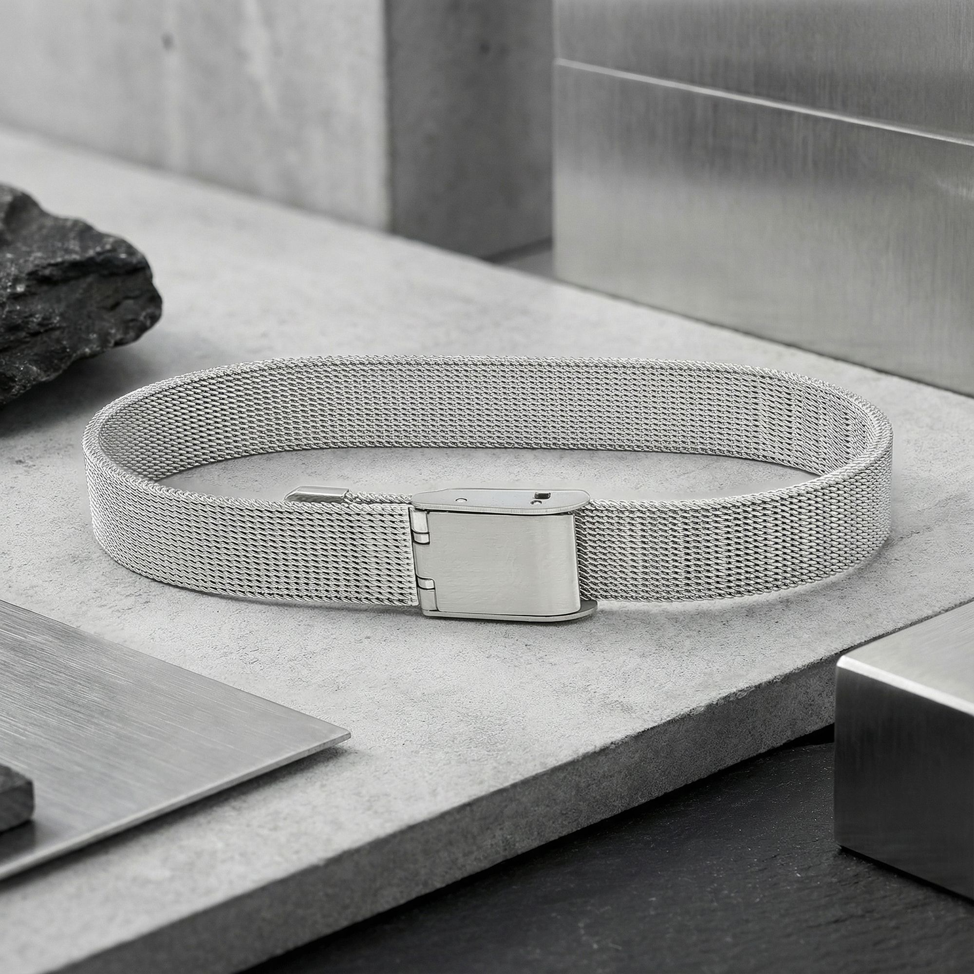 
             Ranel Takı Hasır Örgü Çelik Bileklik 38101G4D2M 
        